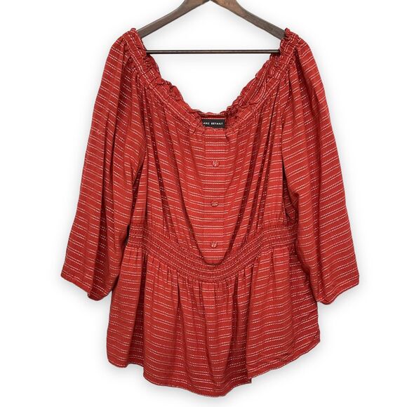 Lane Bryant Blouse Top Women's Size 22/24‎ Off-the-Shoulders Elastic Neckline - Picture 1 of 12